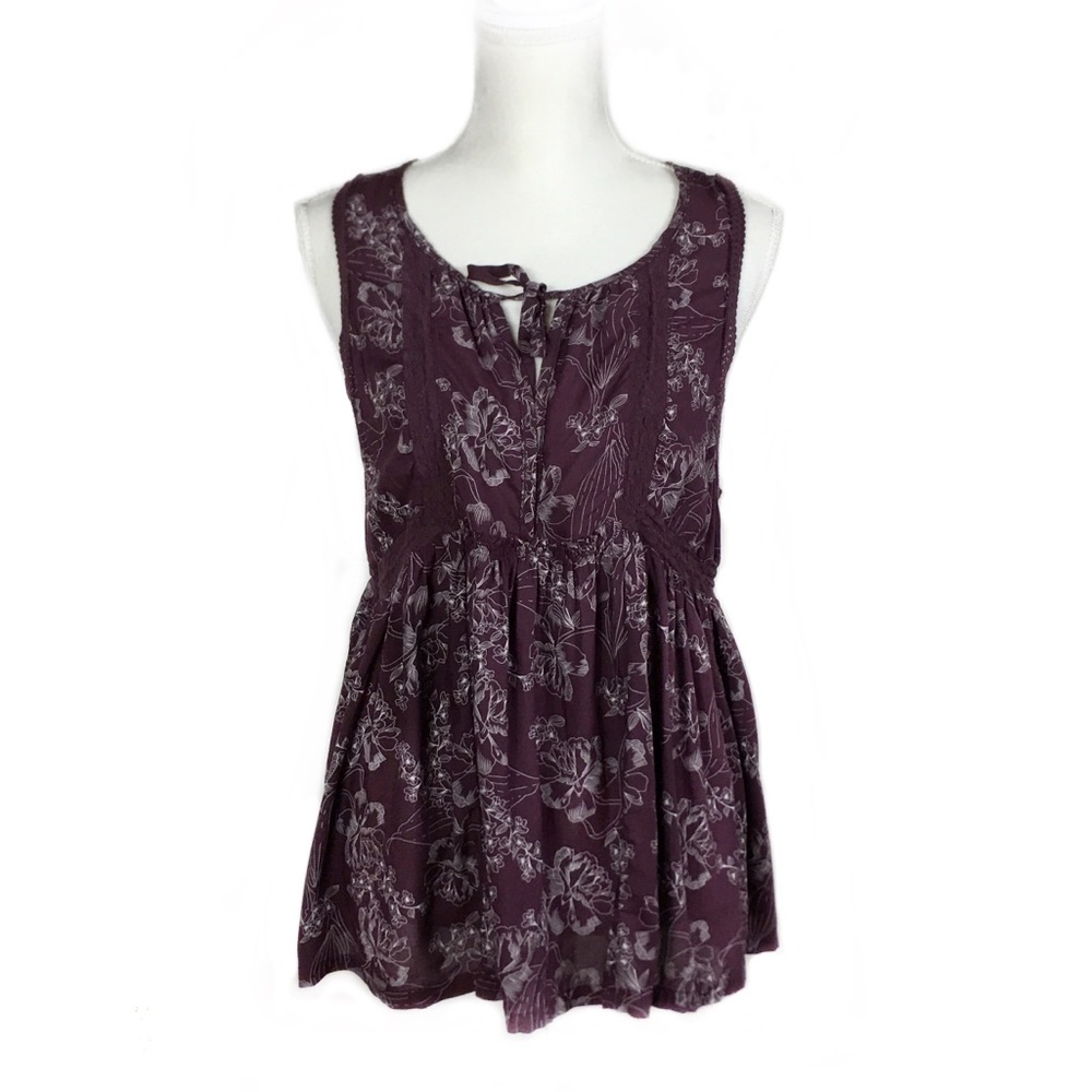 Mel Rose and Market Burgundy Flare Sleeveless Top